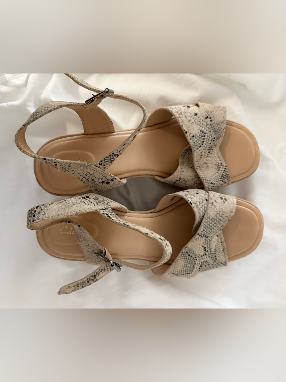 Clarks MARITSA 70 STRAP Snake Print Platform Sandals Size 10